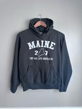 Jack Austin Maine Pullover Hoodie – Size Small Black & White Beach-Inspired